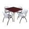 Kee Kee Square Table & Chair Set, Wood, Metal, Plastic Top, Mahogany TB4848MHBPCM47GY - alternate 1